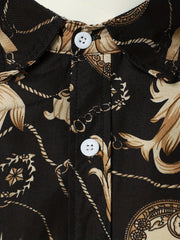 Baroque Style Print Men's Top Casual Short Sleeve Tee For Summer