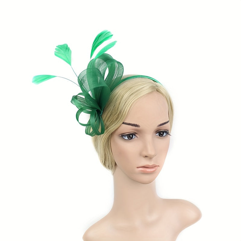Green Feather Fascinators Hat Bridal Headband Cocktail Tea Party Headwear