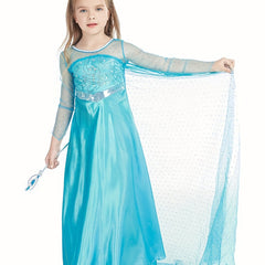 Girls Princess Dress Sequined Mesh Long-sleeved Costume For Queen Cosplay