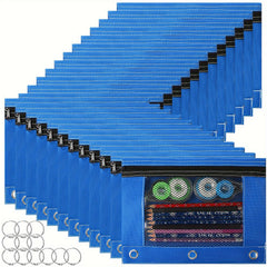 24pcs Large Pencil Pouch for 3 Ring Binder and 12pcs 2.54cm Rings Key Rings