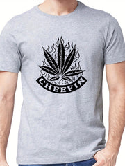 Men's Leaf Graphic T shirt Stretch Breathable Tee Summer Outdoor