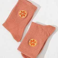 Fruit Embroidery Socks for Women