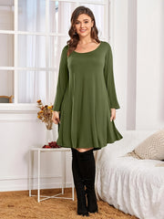 Casual Dress Women's Solid Long Sleeve Loose Fit Mini Dress
