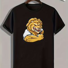 Lion Print Men's Graphic T shirt Casual Comfy Tees