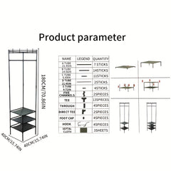 Corner Coat Rack Foyer Shoe Rack Standing Coat Rack with Storage Shelves