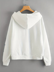Butterfly & Letter Print Kangaroo Pocket Hoodie Women's Sweatshirt