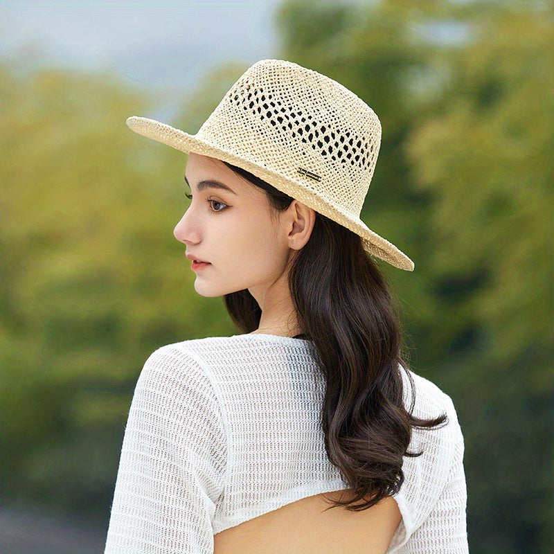 Bohemian Crochet Sun Hat Western Cowgirl Straw Hat
