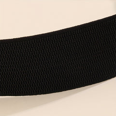 Rhinestone Bow Buckle Belt Wide PU Elastic Waistband