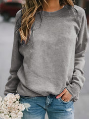 Solid Pullover Sweatshirt Long Sleeve Crew Neck Sweatshirt