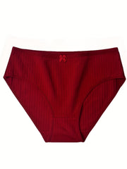5pcs Solid Briefs Stretchy Intimates Panties Women's Lingerie