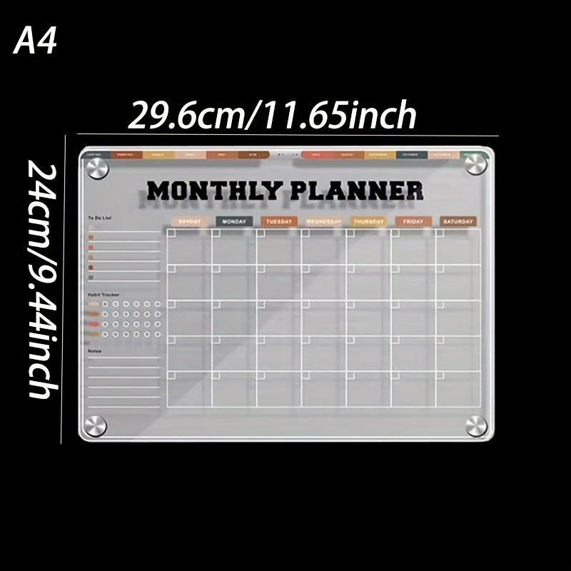 Small Transparent Acrylic Planner Magnetic Board Self Discipline Punching