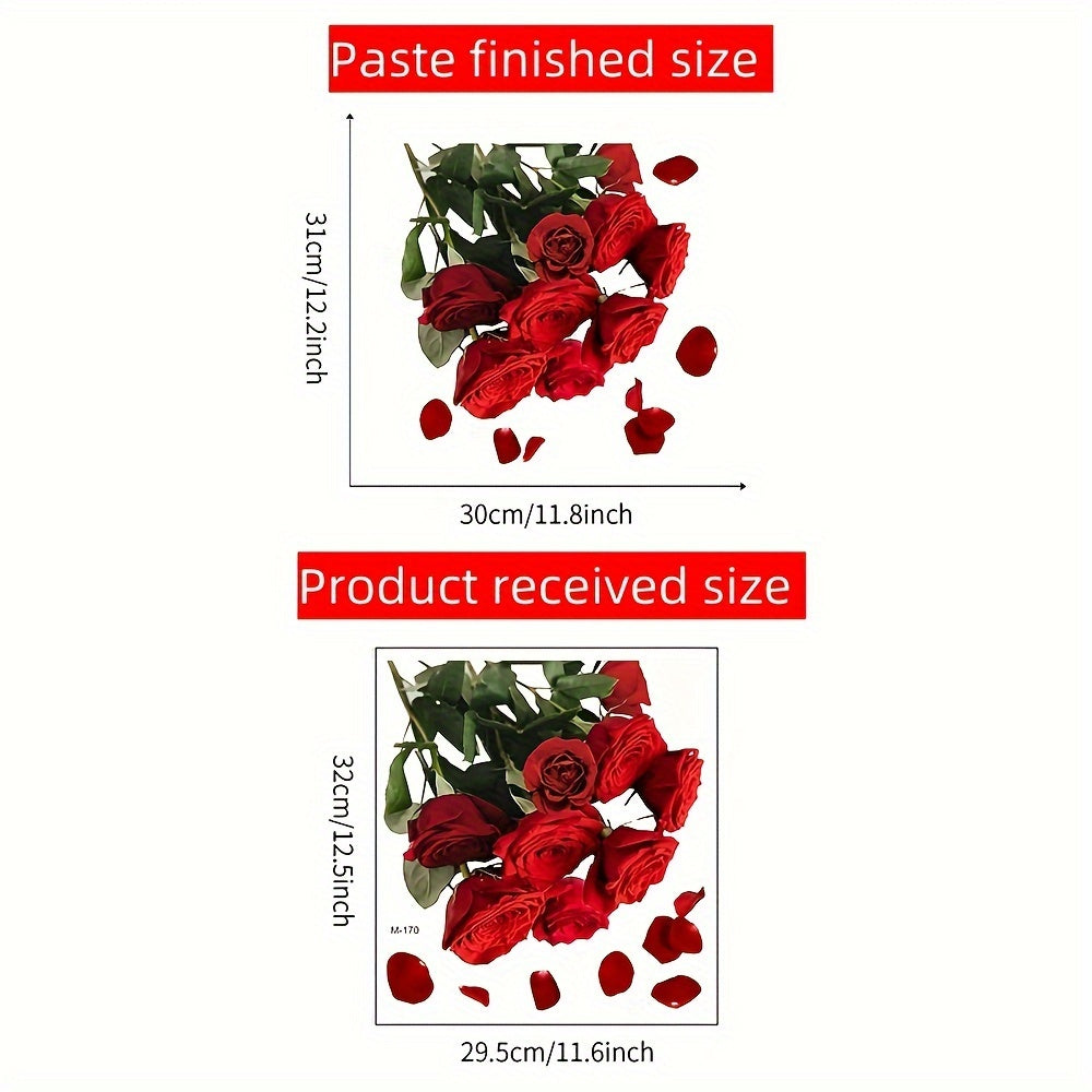 Red Rose Toilet Self Adhesive Bathroom Home Decor
