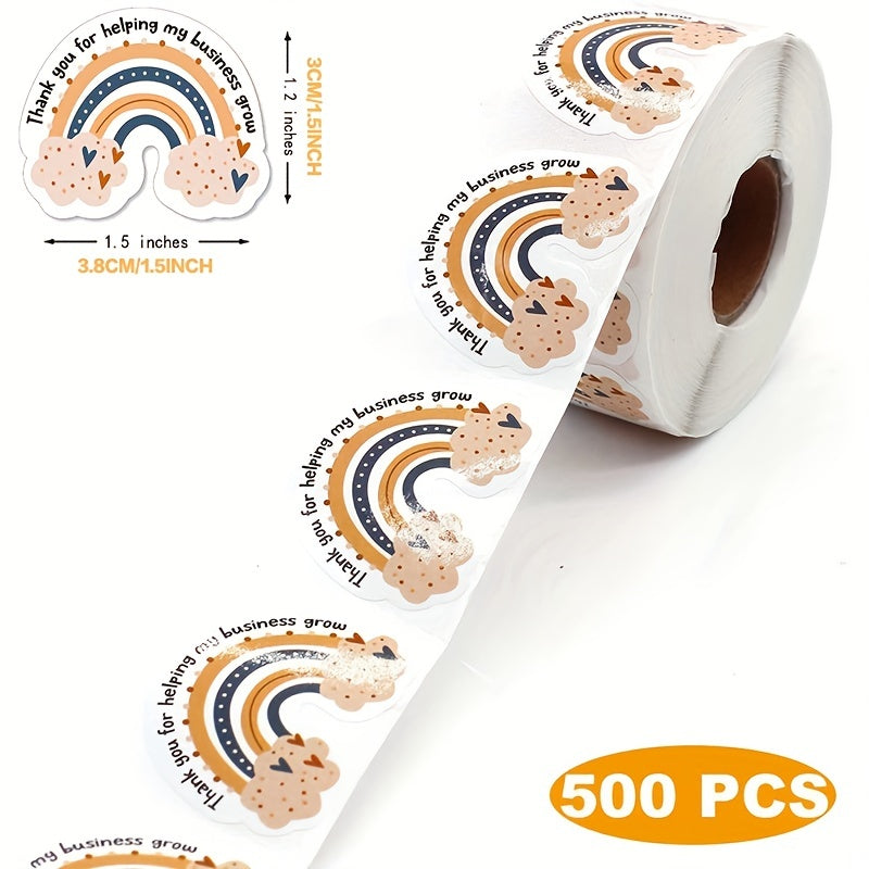 500 Pcs Thank You Rainbow Stickers Holiday Decoration Self-adhesive Labels