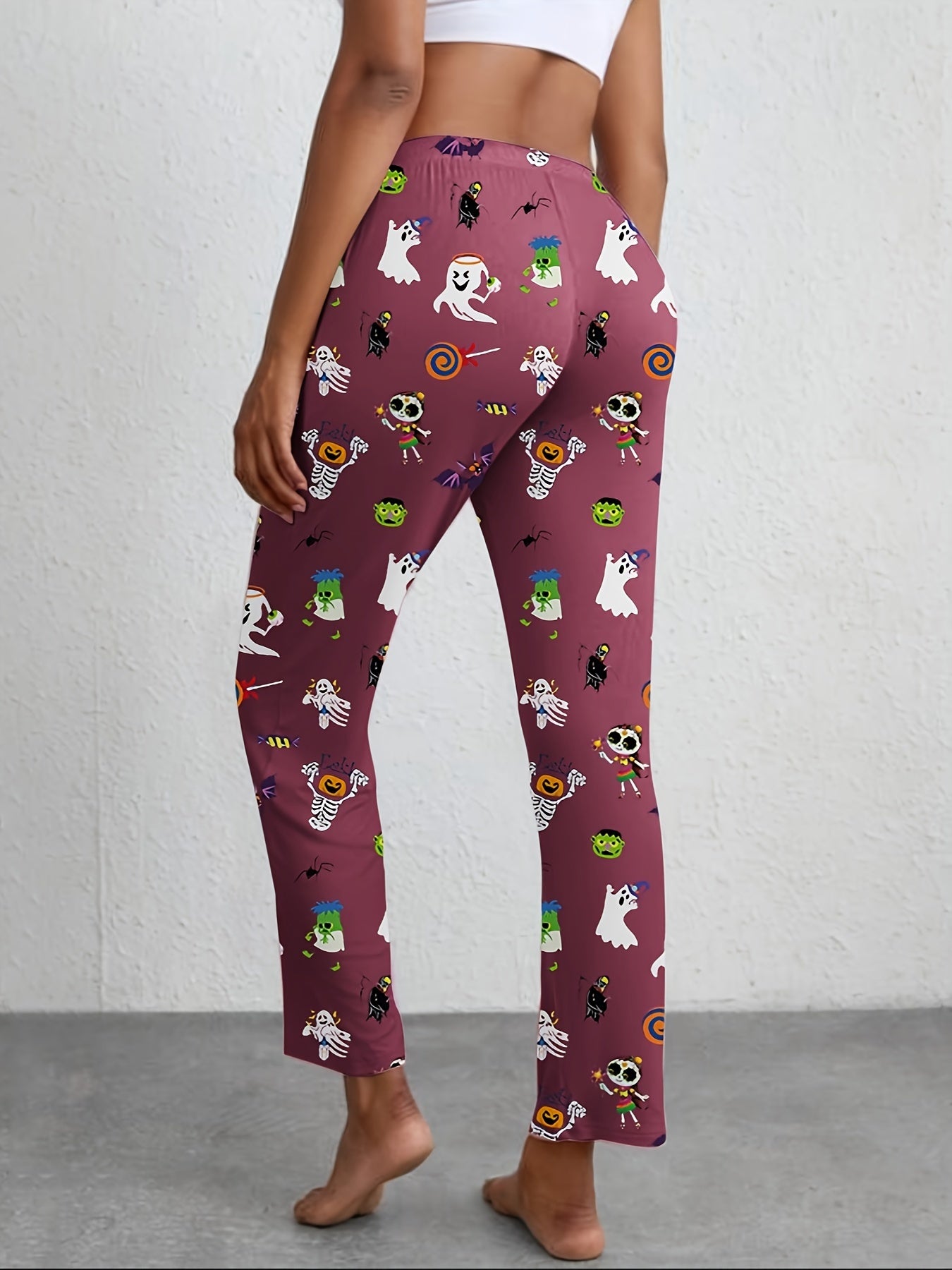 Halloween Print Lounge Pants Comfy & Funny Elastic Waistband Pants