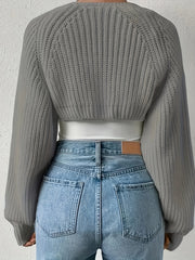 Casual Long Sleeve Open Front Crop Cardigan