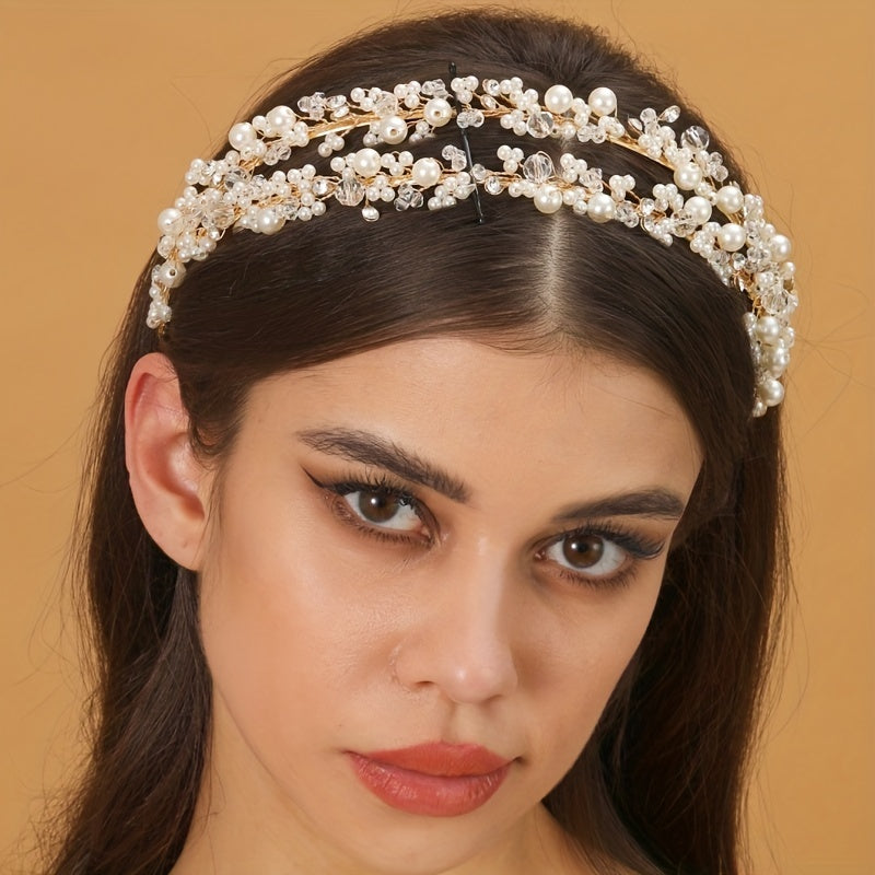 Golden Rhinestone Headband Tiara Bridal Wedding Hair Accessories