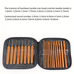 20pcs Set Carbonized Bamboo Handle Round Crochet DIY Wool Thread Weaving Tool