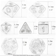7pcs Mini Dice Game Set Green Glitter Polyhedral Role Play Game