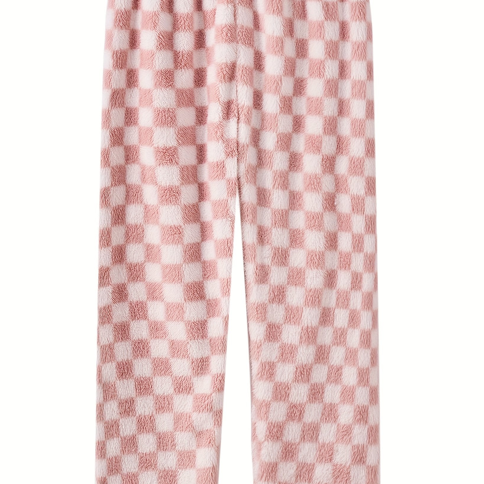 Checkered Print Flannel Warm Home Wear Pants