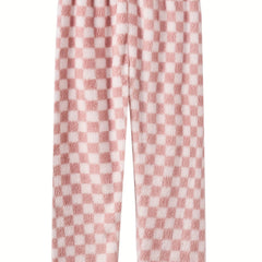 Checkered Print Flannel Warm Home Wear Pants