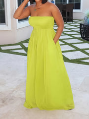 Off Shoulder Jumpsuit Plus Size with Pockets Women's Casual Loose Jumpsuit