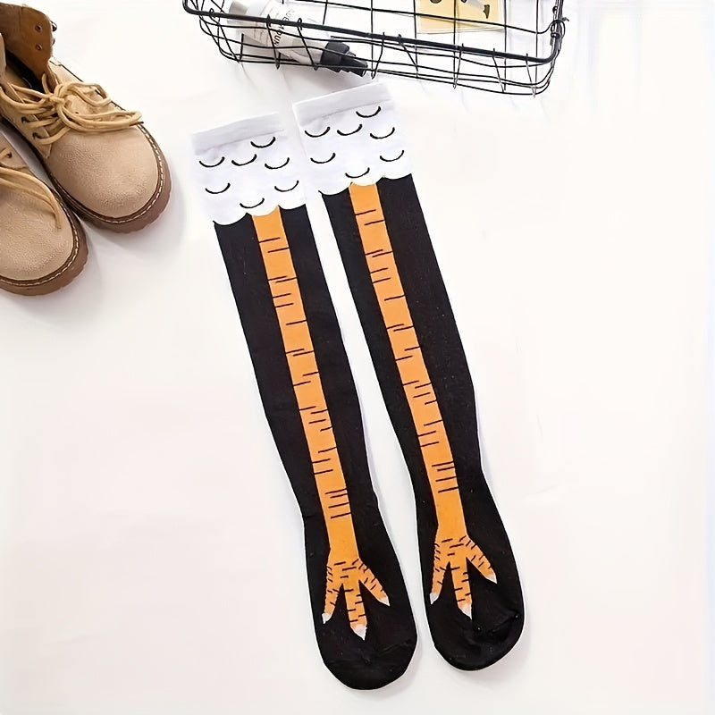 Chicken Feet Pattern Calf Socks Funny Knee High Stockings