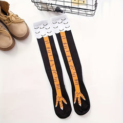 Chicken Feet Pattern Calf Socks Funny Knee High Stockings