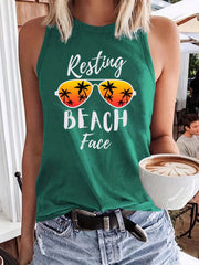 Coconut Tree & Letter Print Tank Top