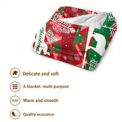 Christmas Reindeer Print Flannel Blanket Soft Warm Lightweight Blanket