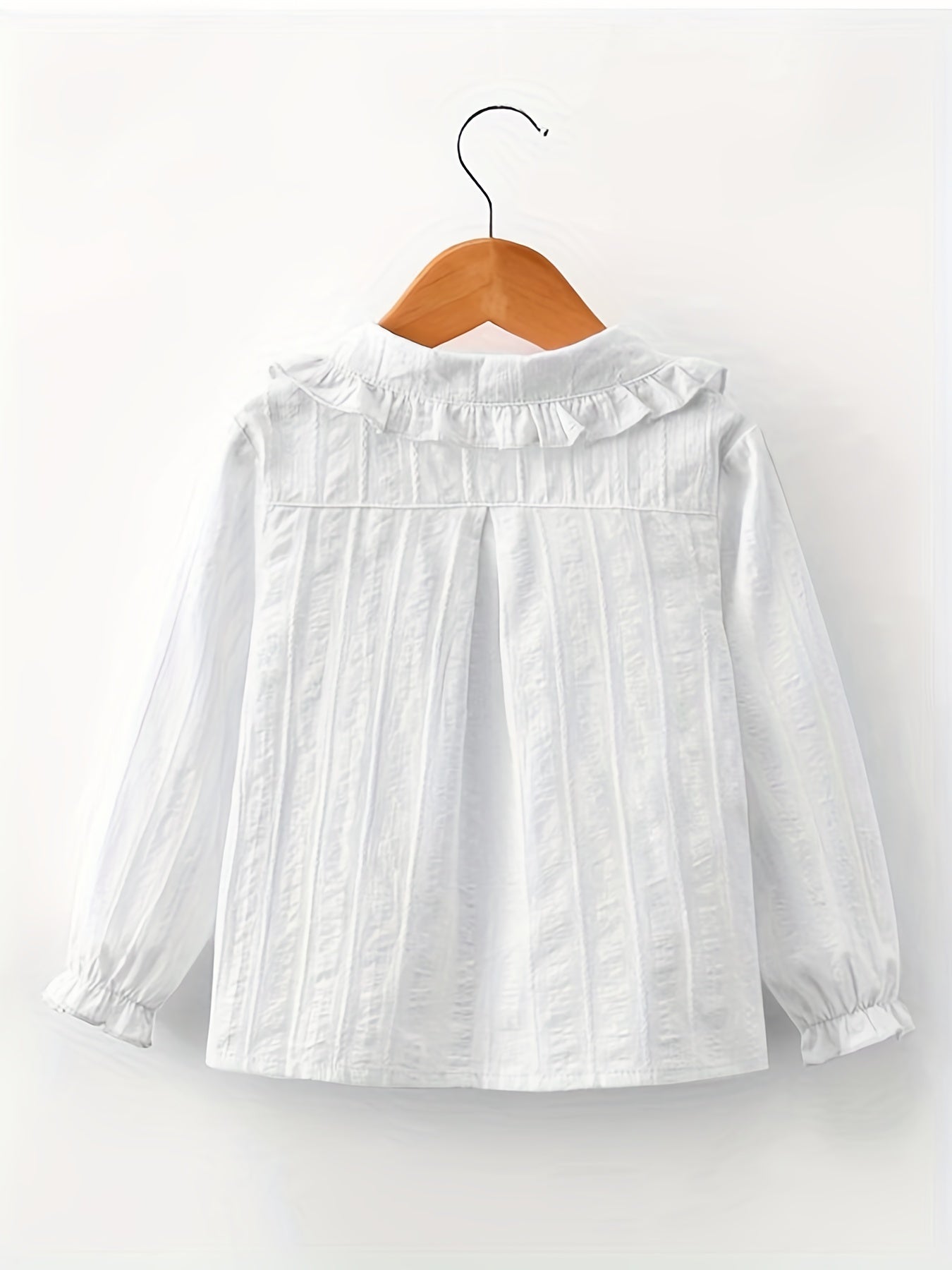 Girls Button Long Sleeve Embroidered Shirt Tops