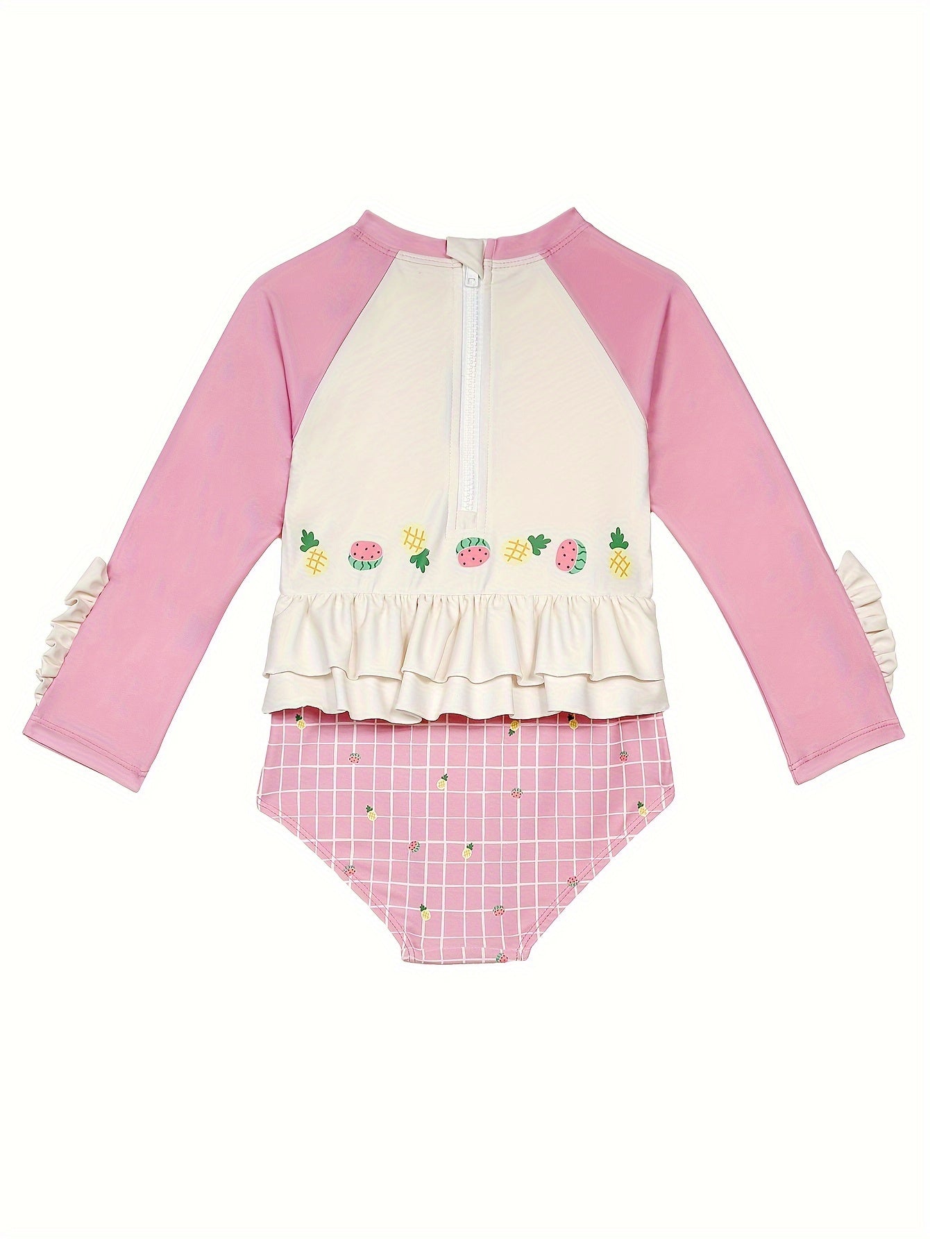 Girls Sweet HELLO Print Ruffle Trim Swimsuit