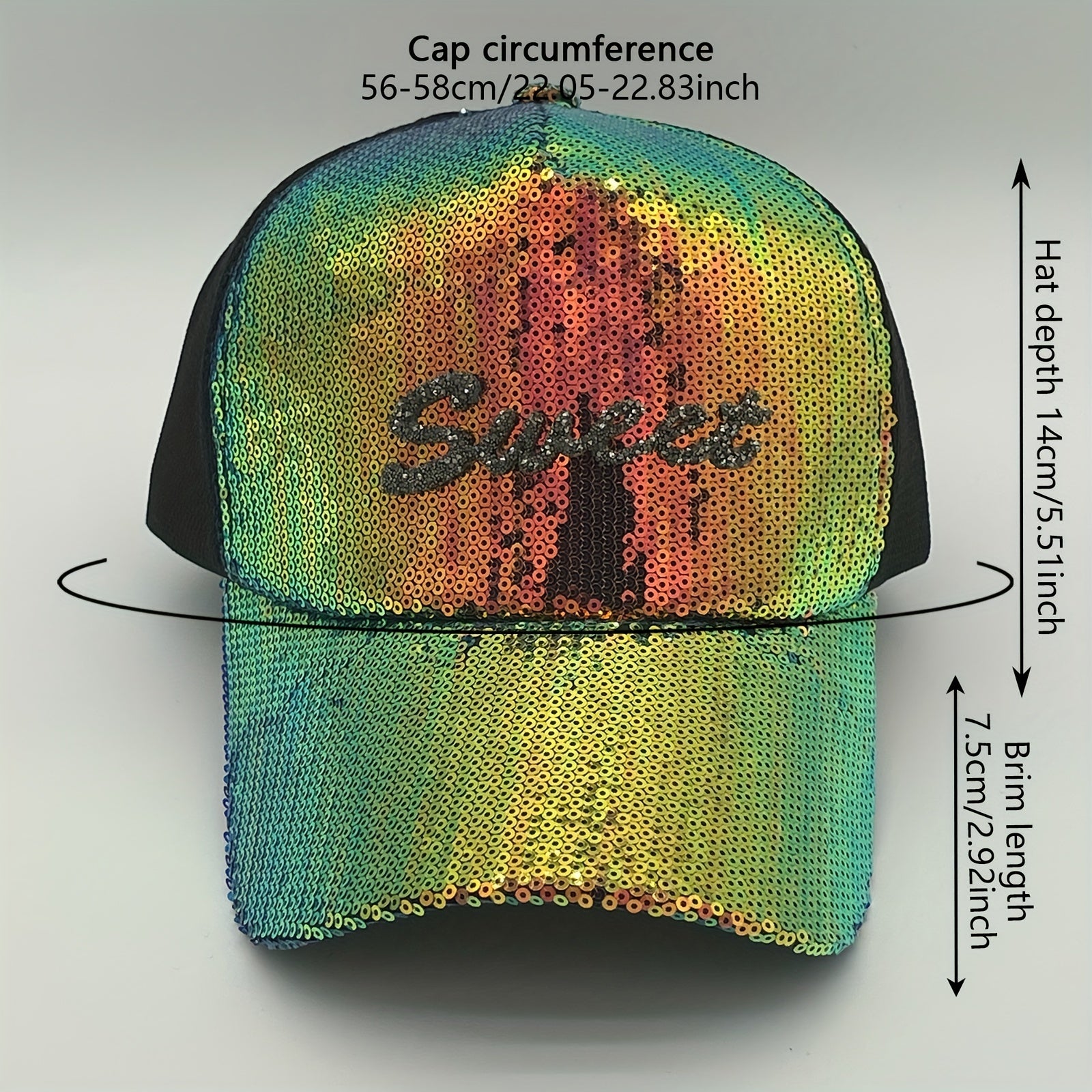 Sequin Y2K Trucker Hat Sparkly Mesh Baseball Cap Hip Hop Sunshade Dad Hat