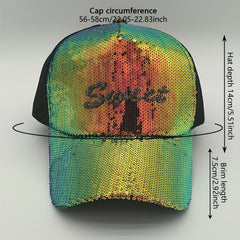 Sequin Y2K Trucker Hat Sparkly Mesh Baseball Cap Hip Hop Sunshade Dad Hat