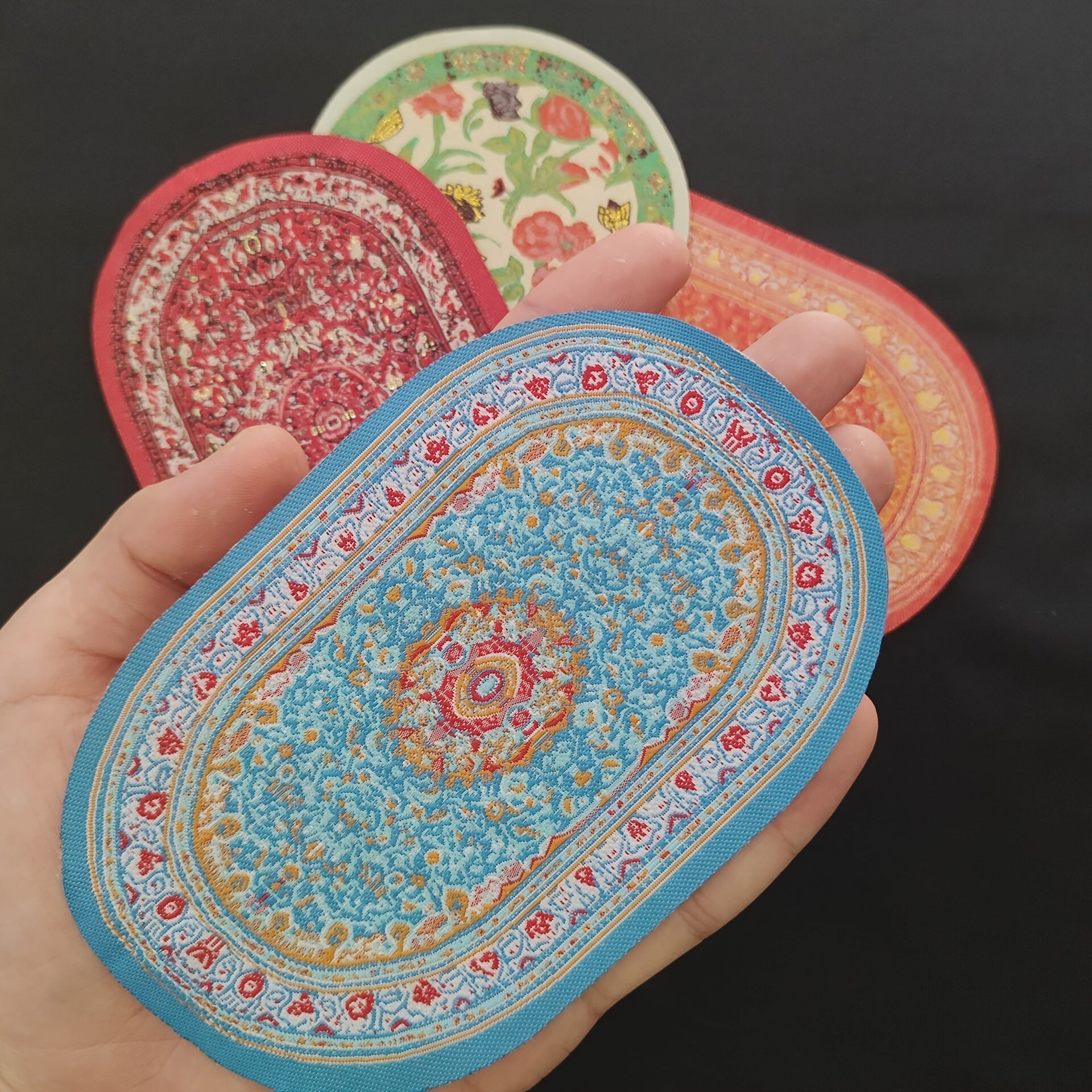 Dollhouse Ground Decoration Floor Mat Model Ornament Oval Floor Mat