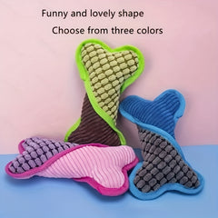 Interactive Dog Chew Toy Plush Squeaky Colored Bone for Pet Play