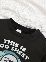 Kid's Halloween Cartoon Print Sweatshirt Crew Neck Pullover T-shirt