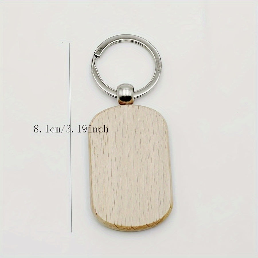 Wooden Tag Keychain Engraving Blank DIY Accessories