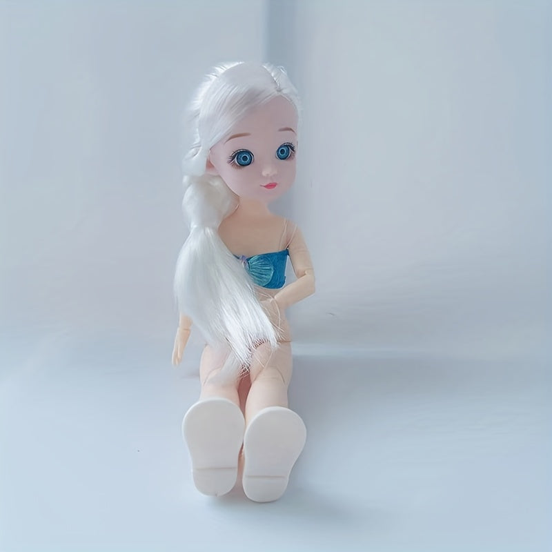 11.8in Jointed Doll with Green Eyes & Hair Braid, Birthday Gift