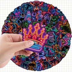 50pcs Neon Light Series Graffiti Stickers Waterproof DIY Decoration