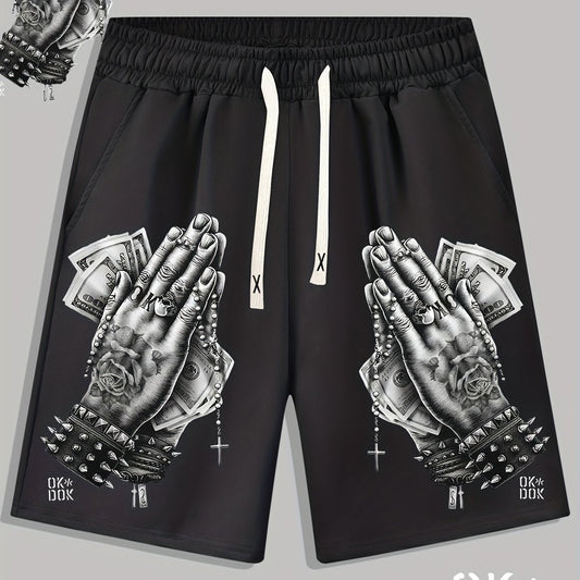 Men's Money Pattern Comfy Shorts with Elastic Waist