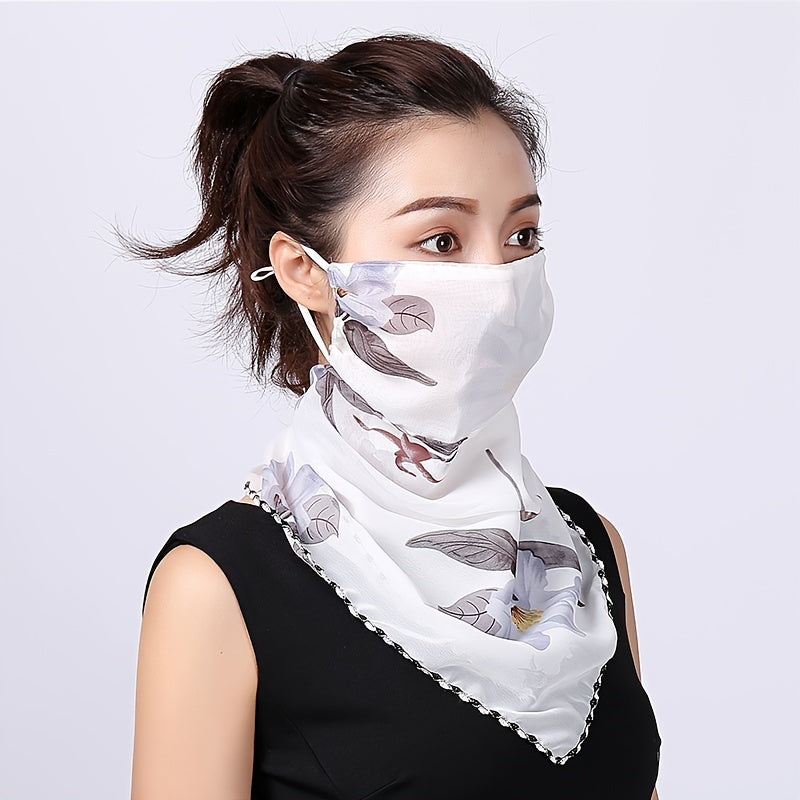 Chiffon Mouth Mask Women Face Mask Scarf Print Neck Scarves Sun Protection