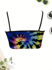Tie Dye Print Crop Cami Top Y2K Summer Sleeveless Top