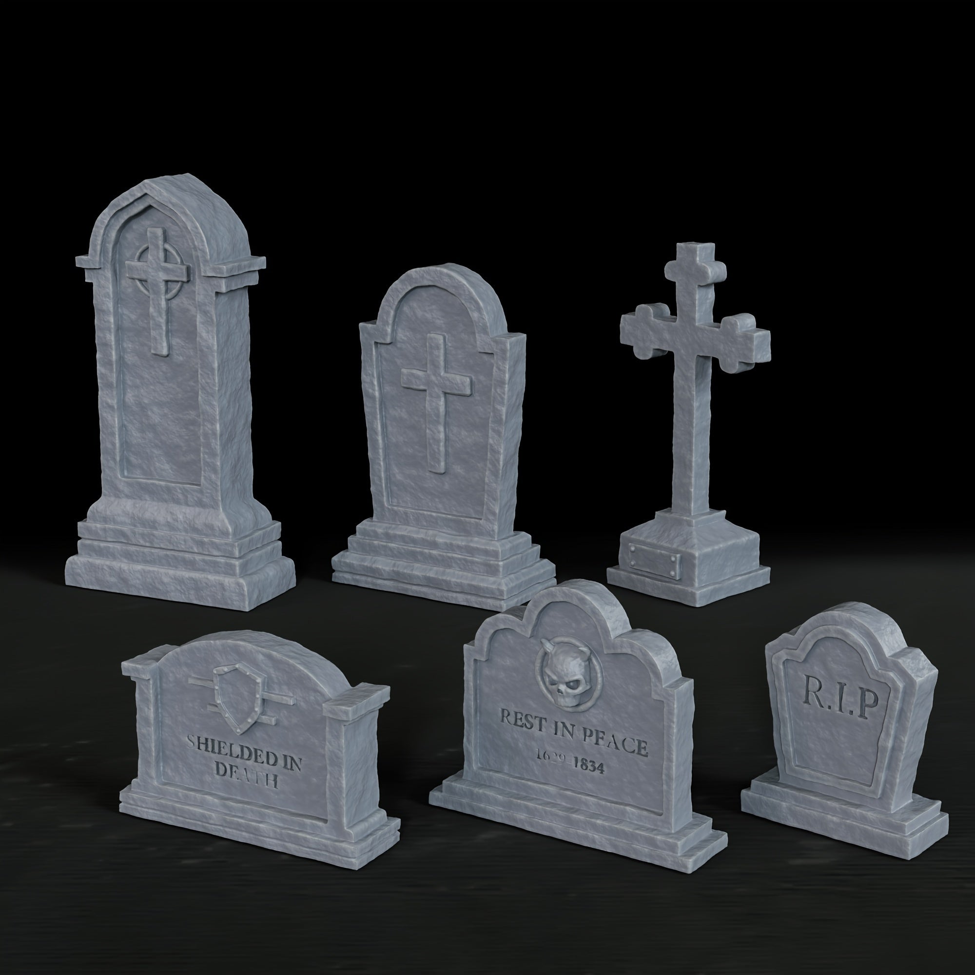 3DMAGIC 6 Gravestone Miniatures for RPGs ABS Terrain Pieces for TTRPGs