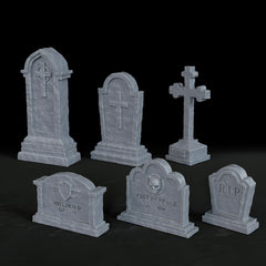 3DMAGIC 6 Gravestone Miniatures for RPGs ABS Terrain Pieces for TTRPGs