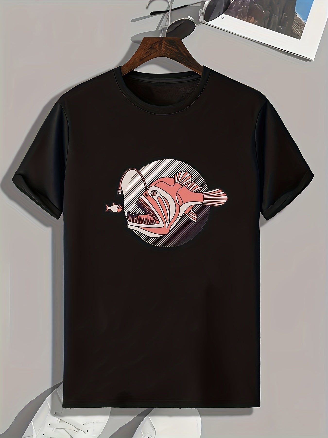 Fish Pattern Print Men's Sports T-shirt for Fitness Activities