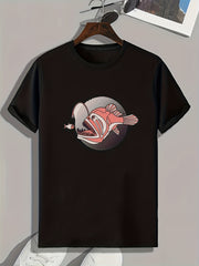 Fish Pattern Print Men's Sports T-shirt for Fitness Activities