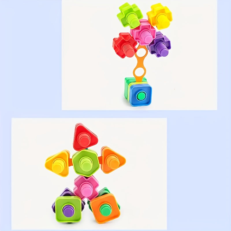 Colorful Screw & Nut Building Blocks Pink Green Yellow