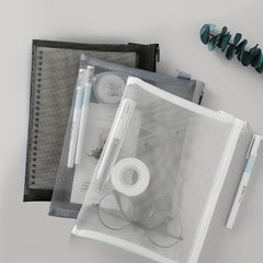 Transparent Mesh Pencil Case Zipper Large Capacity Pen Bag