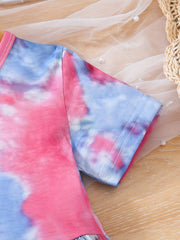 Toddler Girls Tie Dye Graphic Casual Dress for Party