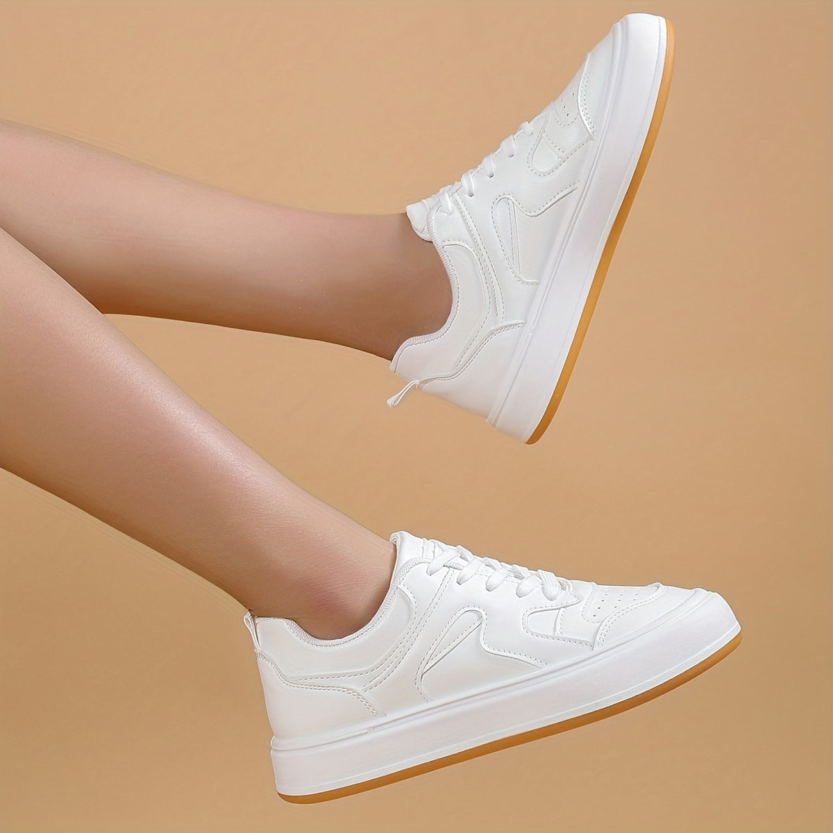 Women's Colorblock Casual Sneakers Lace Up Low Round Toe Comfy Skate Shoes
